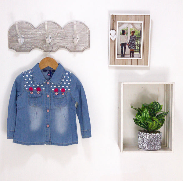 Camicia in jeans con cuori - S5-238
