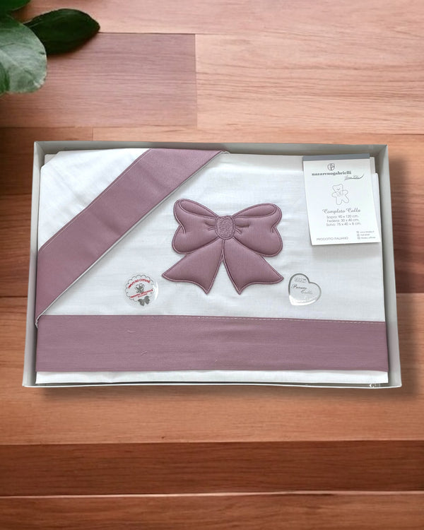 Coordinato lenzuola per carrozzina 100% cotone 
Sopra 90x120cm
Sotto 75x40+8cm
Federa 30x40cm - NG95