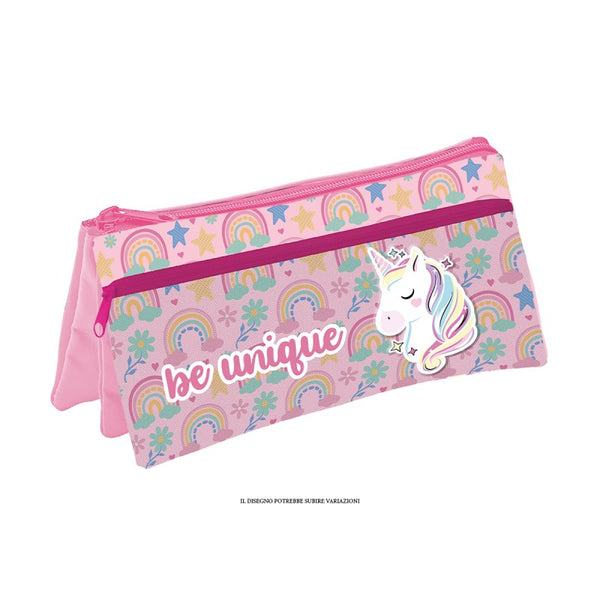 TOMBOLINO UNICORNO 3 SCOMPARTI BUSTINA ASTUCCIO PORTACOLORI 22 CM - UNI0997