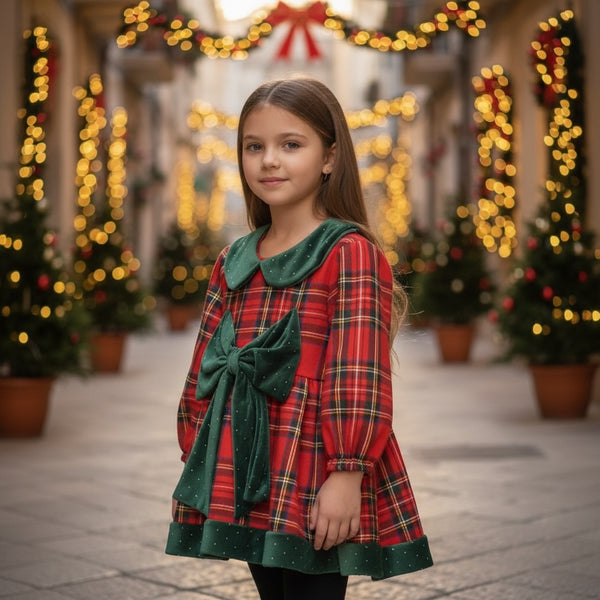 Vestitino scozzese con fioccone frontale - 2116A