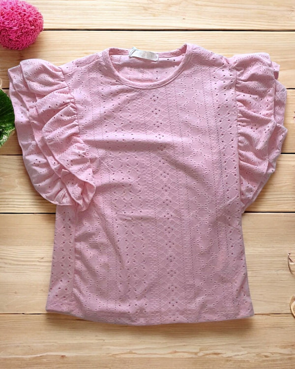 T-shirt con rouches alle maniche - HK-2475