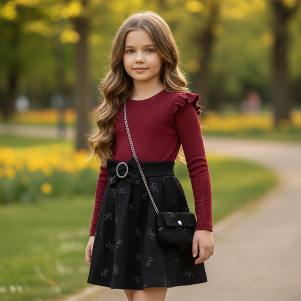 Vestitino con fiocco centrale + borsetta - 5830