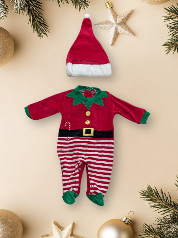 Tutina Natalizia piccolo elfo + cappellino Merry Christmas - Y-PR803