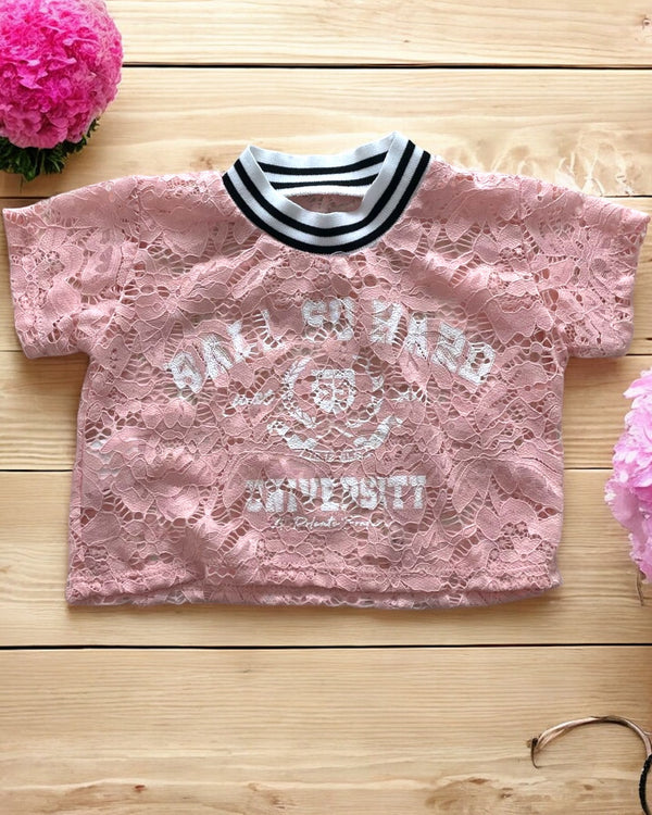 T-shirt corta in pizzo - 0530