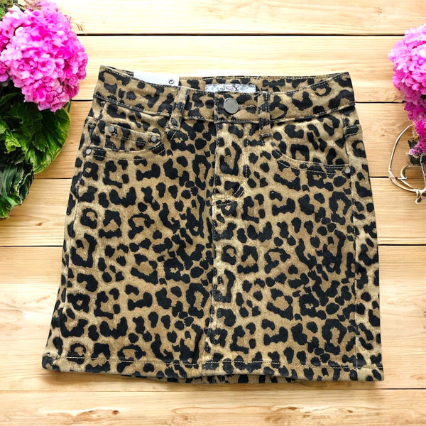 Gonna in jeans leopardata