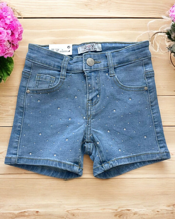 HF760 - Shorts denim con strass