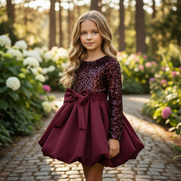 Vestitino con pailettes e gonna in velluto - 5009.