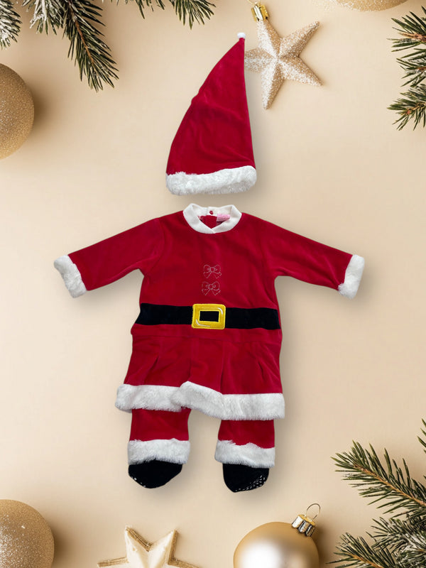 Tutina Natalizia finto vestitino + cappellino - B354/3