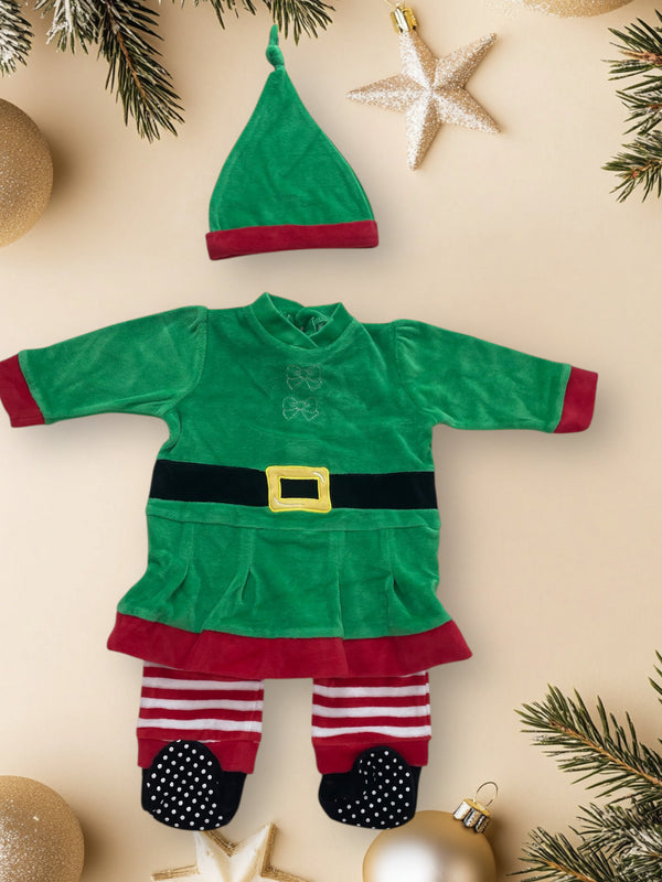 Tutina intera Natalizia piccola Elfa + cappellino - N5641