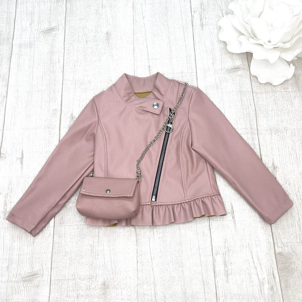 Giacca in ecopelle con borsetta - 5192