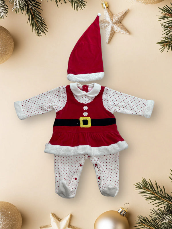 Tutina Natalizia finto vestitino a pois
+ cappellino - B354/1